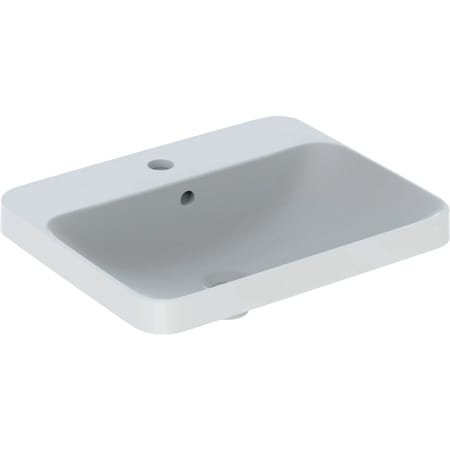 Lavoar Ã®ncorporat Geberit VariForm, dreptunghiular, cu banc cu orificii de robinet: B=55cm, T=45cm, Preaplin=Vizibil, glazurat / alb